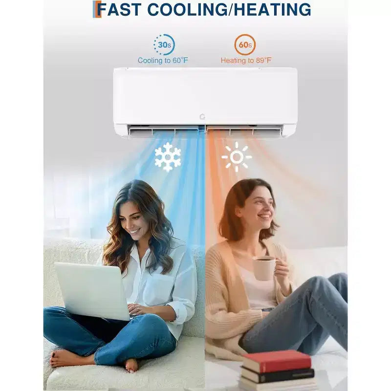 Climatiseur et pompe à chaleur Acekool Mini Split 18000 BTU, Inverter 19 SEER2, WiFi, système sans conduit pour pièces jusqu'à 116 m², kit d'installation inclus
