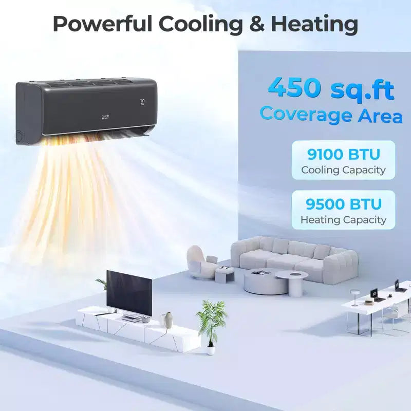 Costway 9100BTU Wifi Enabled Mini Split AC 20.5 SEER2115V Inverter Air Conditioner White/Gray