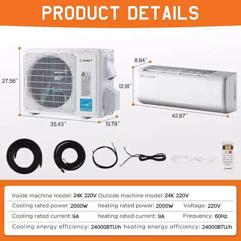 AMERLIFE Mini Split Air Conditioner Heat Pump, Energy Star Inverter AC with Wi-Fi Smart Control
