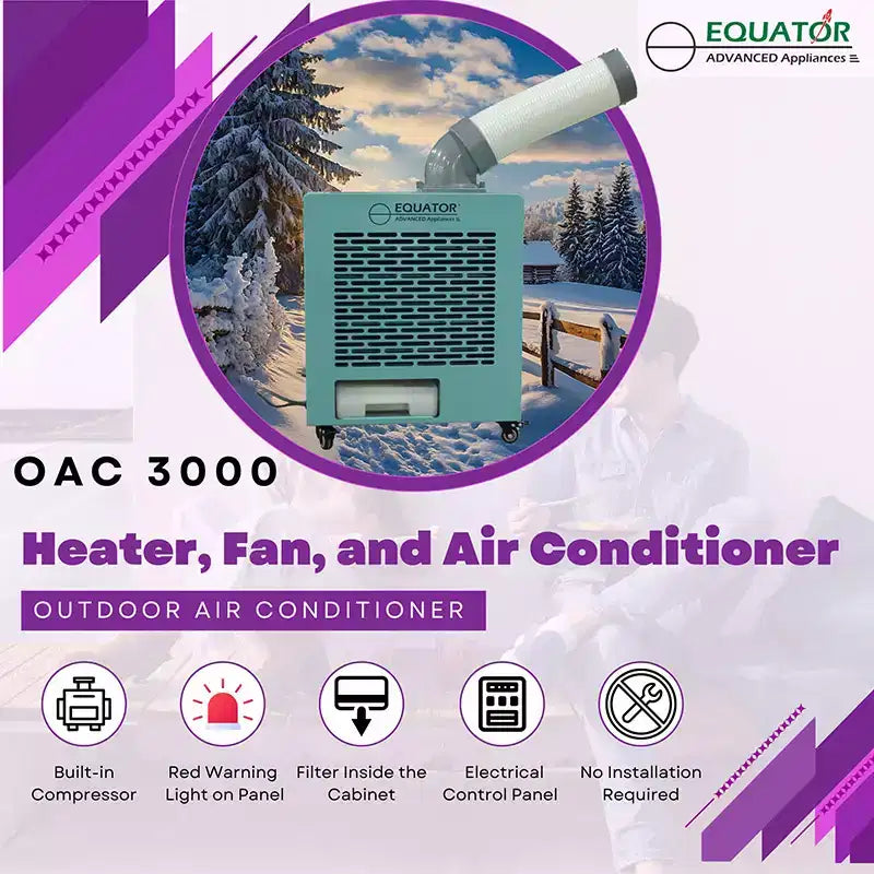 Equator 3-in-1 AC Heat Air 9000BTU Outdoor Air Conditioner IP24 Casters 110V