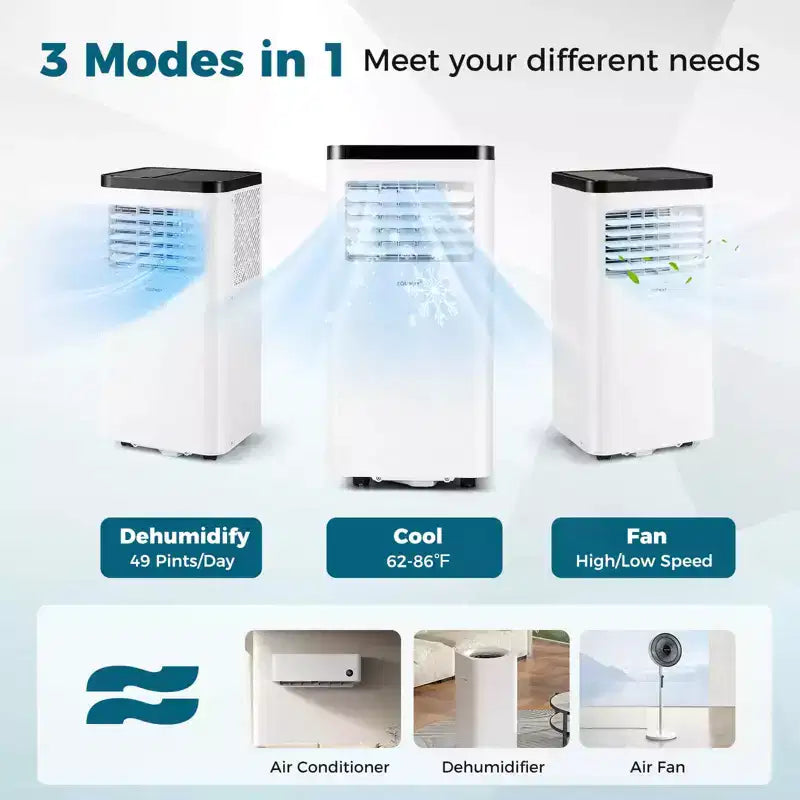 Costway 8000/10000 BTU Portable Air Conditioner with Fan and Dehumidifier Remote Control