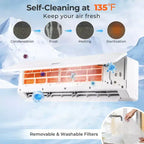 Costway 24000 BTU Mini Split Air Conditioner Heater with 2 Ton Heat Pump Installation Kit