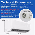 Climatiseurs Mini Split avec pompe à chaleur GustoWave, 19 SEER2, Blanc