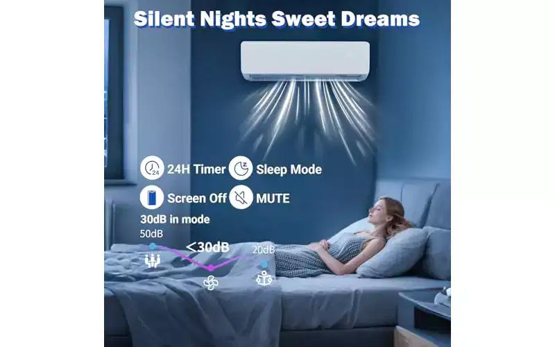 Garvee 12000 BTU Mini Split AC avec WiFi compatible Alexa 19 SEER2 Refroidit jusqu'à 70 m², avec pompe à chaleur 1 tonne pré-chargée et kit d'installation, ultra-silencieux