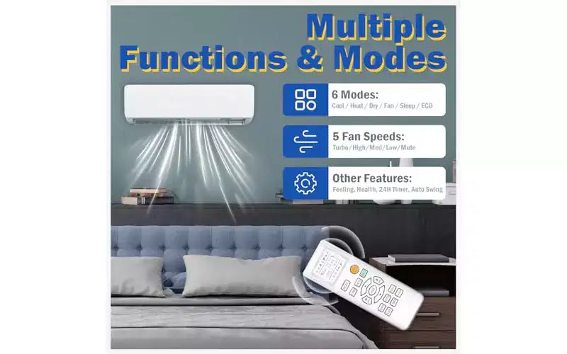 Garvee 12000 BTU Mini Split AC avec WiFi compatible Alexa 19 SEER2 Refroidit jusqu'à 70 m², avec pompe à chaleur 1 tonne pré-chargée et kit d'installation, ultra-silencieux