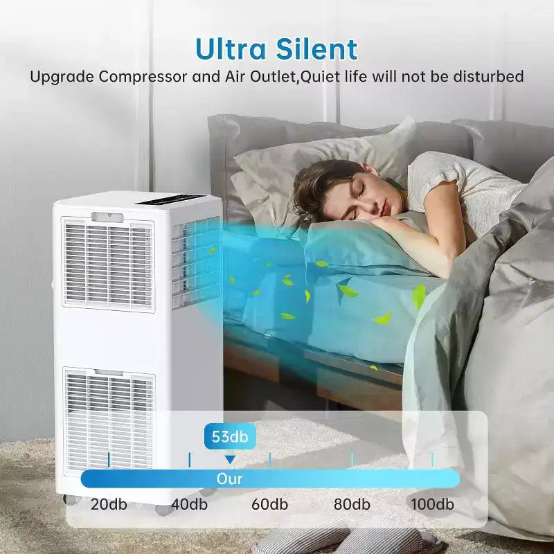 Climatiseur portable Acekool 8 000 BTU, 3-en-1 CA avec ventilateur et déshumidificateur, mode veille, refroidit des pièces jusqu'à 23 m²