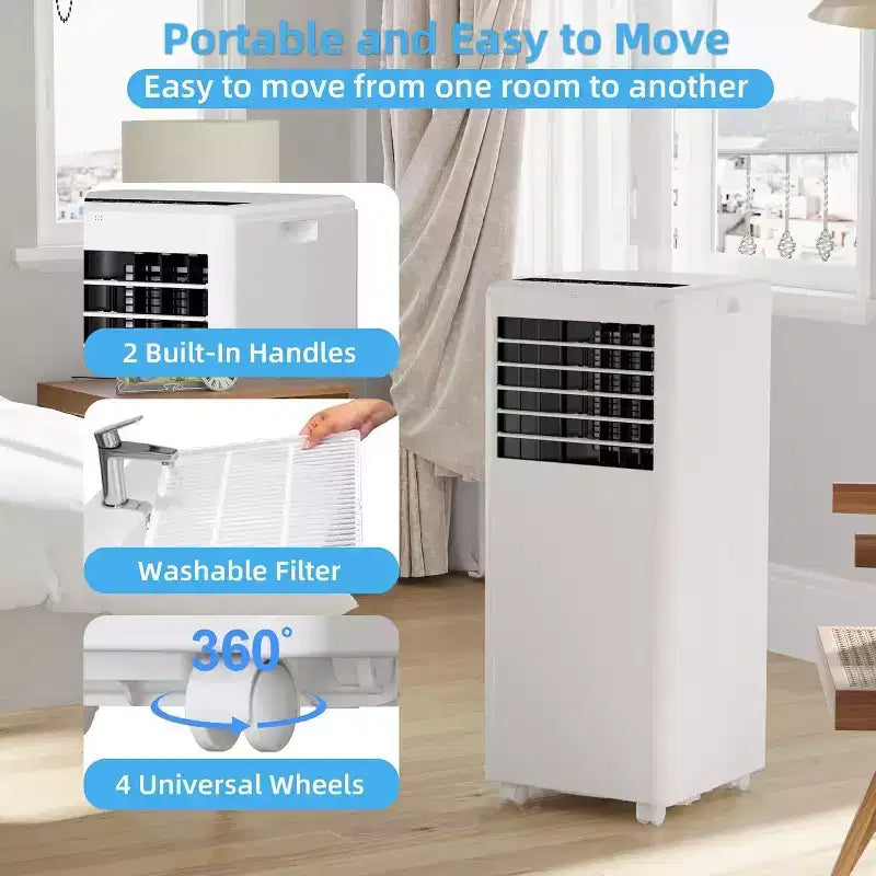 Climatiseur portable Acekool 8 000 BTU, 3-en-1 CA avec ventilateur et déshumidificateur, mode veille, refroidit des pièces jusqu'à 23 m²