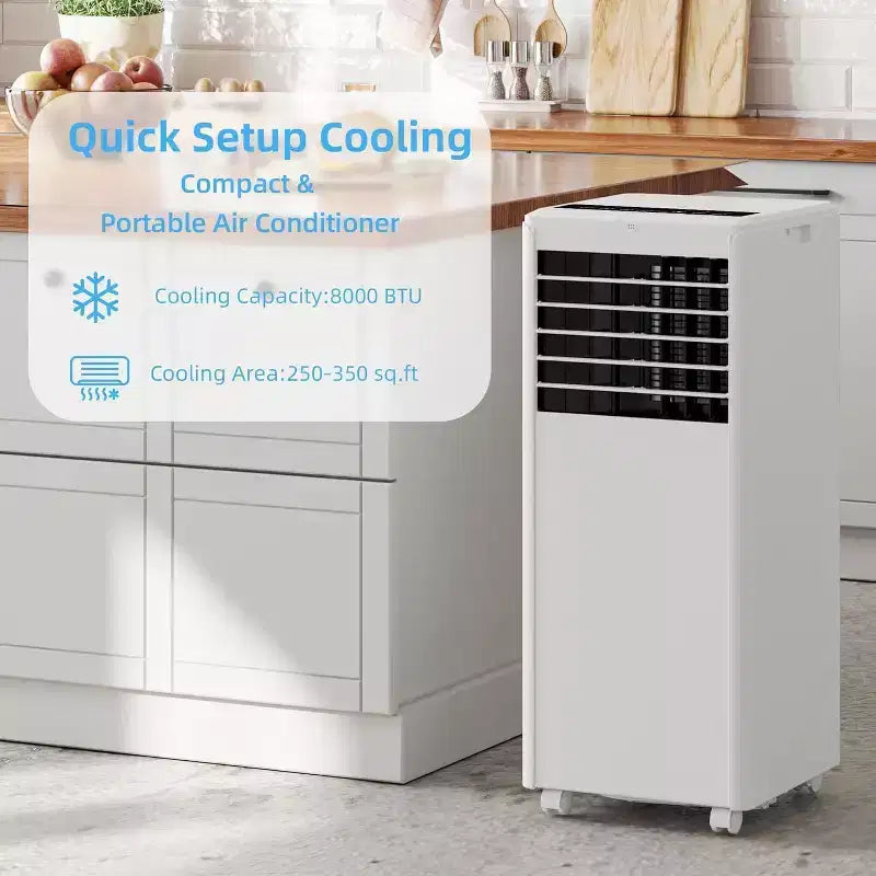 Climatiseur portable Acekool 8 000 BTU, 3-en-1 CA avec ventilateur et déshumidificateur, mode veille, refroidit des pièces jusqu'à 23 m²