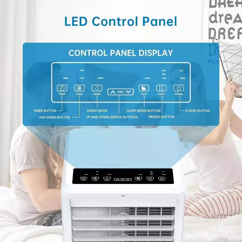 Climatiseur portable Acekool 8 000 BTU, 3-en-1 CA avec ventilateur et déshumidificateur, mode veille, refroidit des pièces jusqu'à 23 m²
