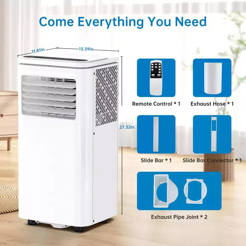 Climatiseur portable Acekool 8 000 BTU, ventilateur et déshumidificateur 3-en-1, mode veille, minuterie 24h, télécommande pour pièces jusqu'à 32,5 m²