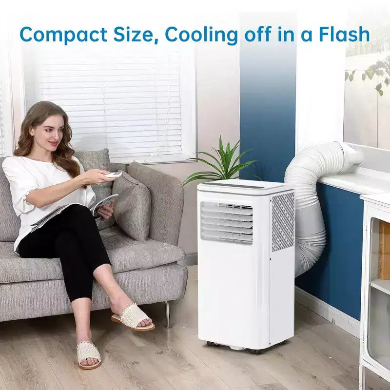 Climatiseur portable Acekool 8 000 BTU, ventilateur et déshumidificateur 3-en-1, mode veille, minuterie 24h, télécommande pour pièces jusqu'à 32,5 m²