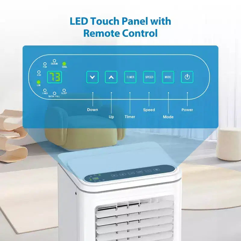 Climatiseur portable Acekool 8 000 BTU, ventilateur et déshumidificateur 3-en-1, mode veille, minuterie 24h, télécommande pour pièces jusqu'à 32,5 m²