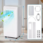 Acekool 8,000 BTU Portable Air Conditioner, 3-in-1 Cooling Fan Dehumidifier, Remote Control, 24H Timer for Rooms up to 350 Sq Ft