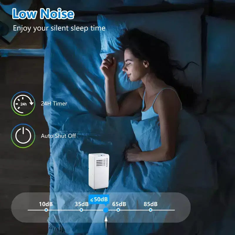 Climatiseur Portable Acekool 10 000 BTU, Ventilateur Rafraîchisseur Déshumidificateur 3-en-1, Télécommande, Minuteur 24H, Kit Fenêtre pour Pièces Jusqu'à 42 m²