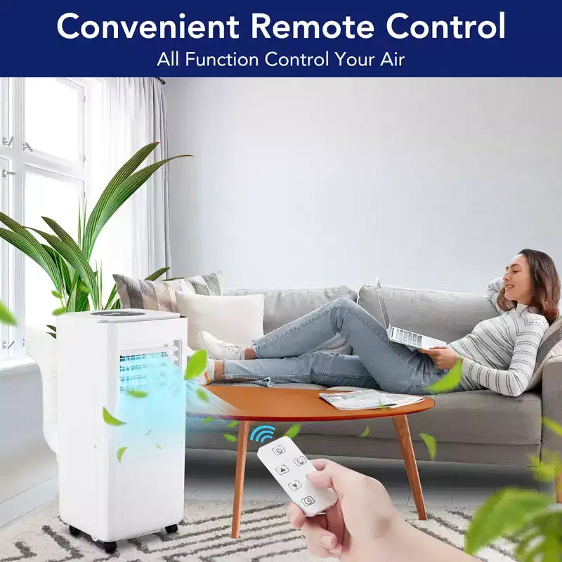 Climatiseur portable Acekool 10 000 BTU, ventilateur déshumidificateur 3-en-1, minuterie 24h, climatiseur facile à déplacer pour des pièces jusqu'à 42 m²