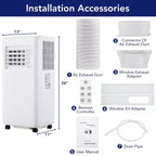 Climatiseur portable Acekool 10 000 BTU, ventilateur déshumidificateur 3-en-1, minuterie 24h, climatiseur facile à déplacer pour des pièces jusqu'à 42 m²