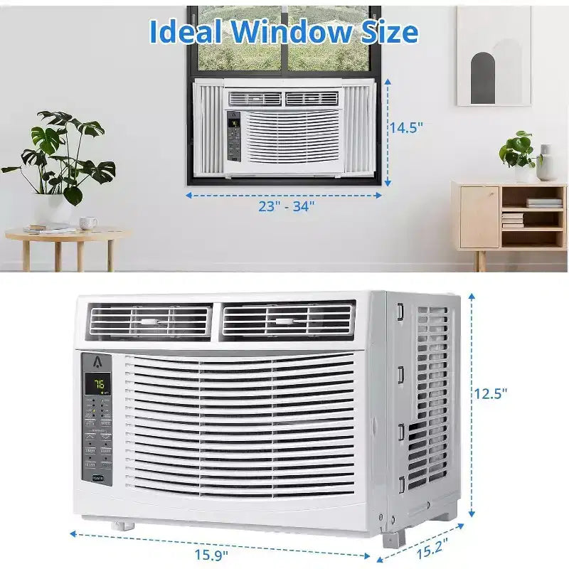 Climatiseur de fenêtre Acekool 6 000 BTU, clim Wi-Fi intelligente avec télécommande, rafraîchissement silencieux pour pièces jusqu'à 23 m²