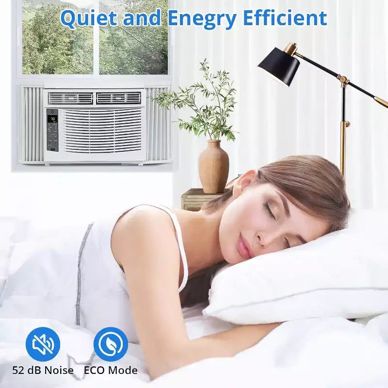 Climatiseur de fenêtre Acekool 6 000 BTU, clim Wi-Fi intelligente avec télécommande, rafraîchissement silencieux pour pièces jusqu'à 23 m²