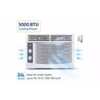 Climatiseur de fenêtre Acekool 5 000 BTU, Climatiseur de fenêtre à refroidissement rapide avec télécommande, minuterie, refroidissement silencieux pour les petites pièces jusqu'à 28 m²