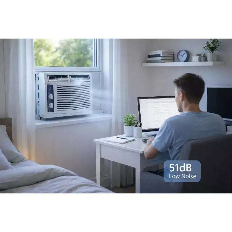 Climatiseur de fenêtre Acekool 5 000 BTU, Climatiseur de fenêtre à refroidissement rapide avec télécommande, minuterie, refroidissement silencieux pour les petites pièces jusqu'à 28 m²