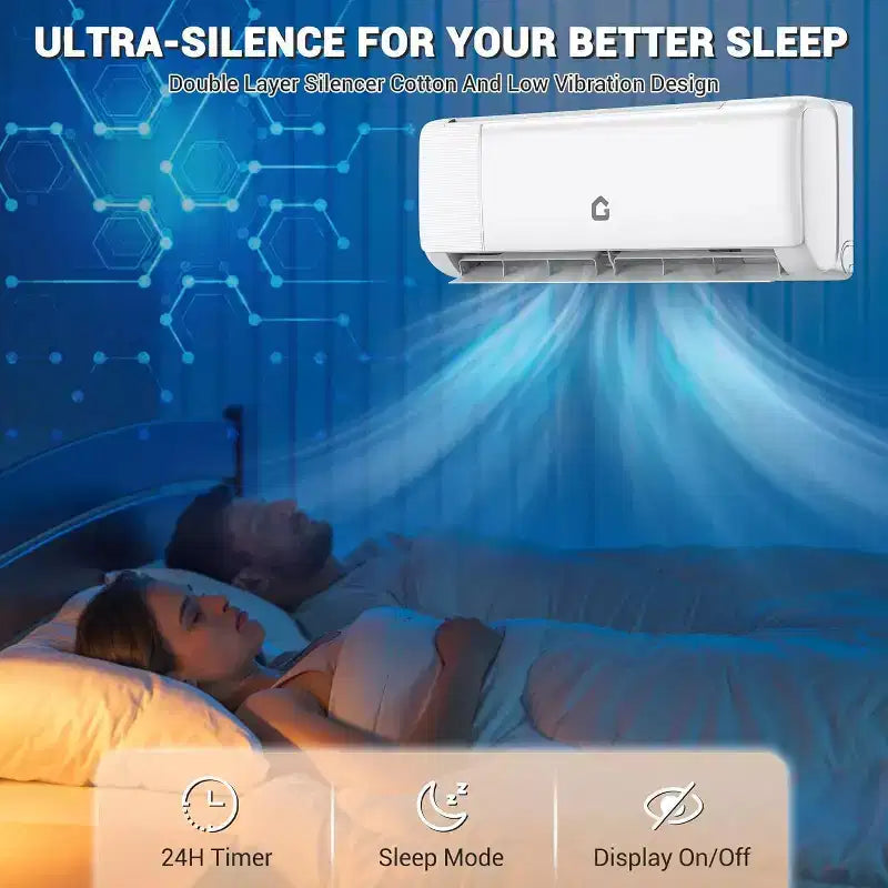 Climatiseur et Chauffage Mini Split Acekool 9 000 BTU, Pompe à Chaleur CVC Sans Conduit 20 SEER2, Contrôle WiFi, Refroidit les Pièces jusqu'à 42 m²