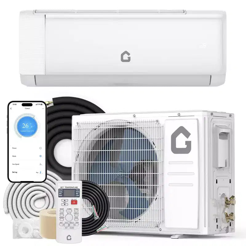 Acekool 11,500 BTU Mini Split Air Conditioner and Heat Pump, 18.5 SEER Inverter Ductless AC with WiFi, Cools Rooms up to 750 Sq Ft