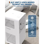 10,000 BTU Portable Air Conditioner for Room 160-215 Sq.Ft, 3 in-1 Drainage-free AC Unit with Dehumidifier, Fan, Remote Control