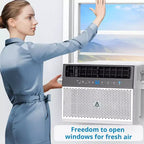 U-Shaped 8,000 BTU Window Air Conditioner  Ultra Quiet  Energy Efficient  Adjustable Depth  Remote Control  Washable Filter
