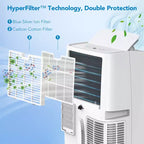 Climatiseur portable de 14 000 BTU, refroidit des pièces de 70 m², comprend un kit de ventilation pour fenêtre et une télécommande, compact et efficace