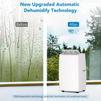 Climatiseur portable de 14 000 BTU, refroidit des pièces de 70 m², comprend un kit de ventilation pour fenêtre et une télécommande, compact et efficace