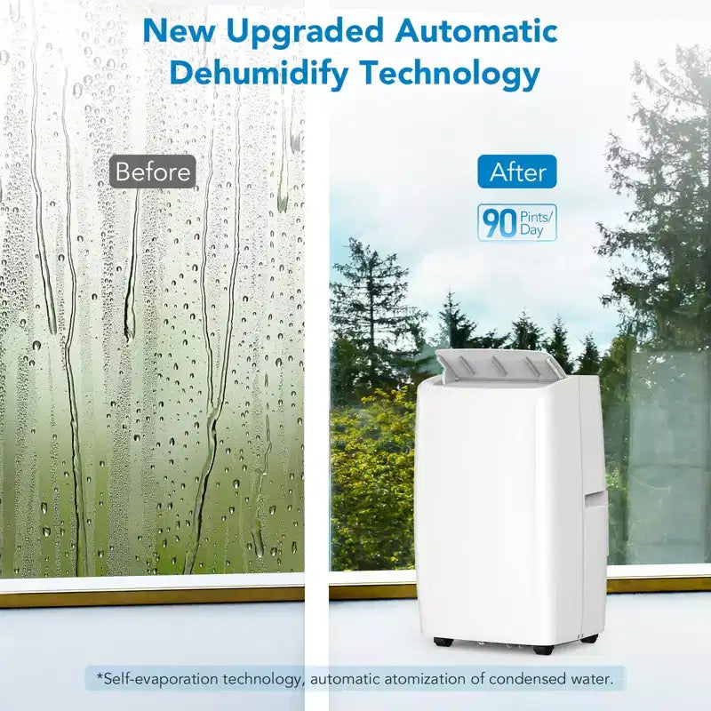 Climatiseur portable de 14 000 BTU, refroidit des pièces de 70 m², comprend un kit de ventilation pour fenêtre et une télécommande, compact et efficace