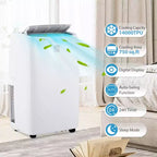 Climatiseur et déshumidificateur portables, 14 000 BTU pour pièces de 70 m², avec mode veille, ventilateur oscillant, minuterie, télécommande et kit fenêtre