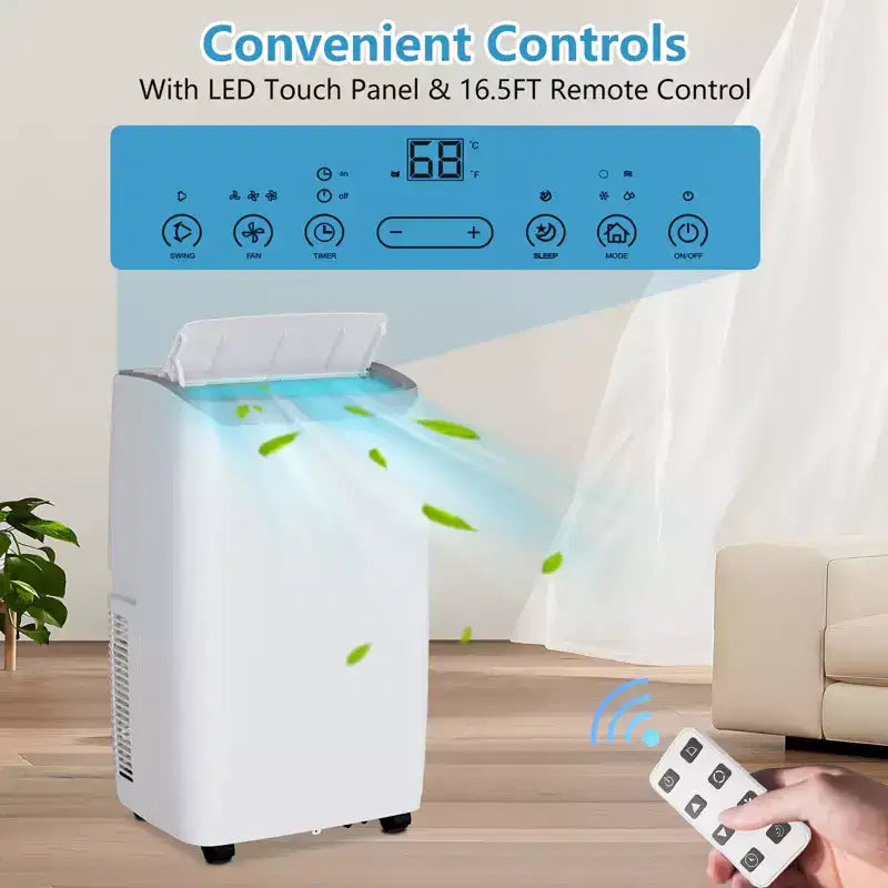 Climatiseur portable 14 000 BTU avec déshumidificateur intégré – Unité de climatisation portable pour pièces jusqu'à 70 m², télécommande, kit d'évacuation pour fenêtre