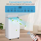 Climatiseur portable 14 000 BTU avec déshumidificateur intégré – Unité de climatisation portable pour pièces jusqu'à 70 m², télécommande, kit d'évacuation pour fenêtre