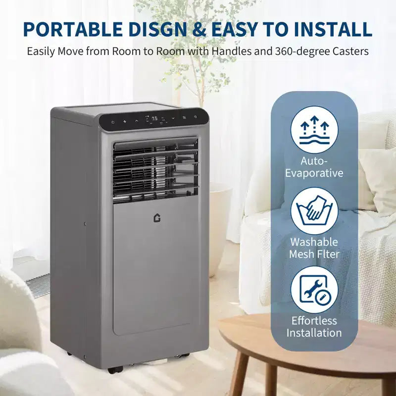 Powerful 10000 BTU Portable Air Conditioner  3-in-1 Cooling, Dehumidifier & Fan  Remote, 24H Timer, Quiet Operation, Window Kit