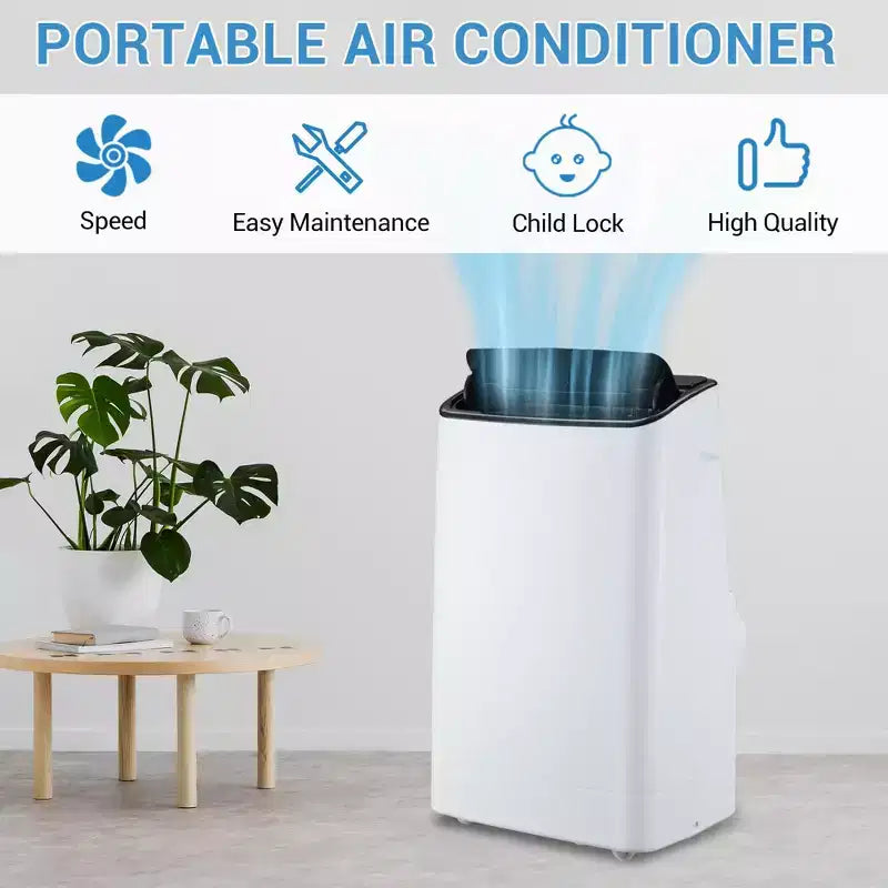 Climatiseur portable silencieux de 14 000 BTU : 3-en-1 rafraîchisseur, déshumidificateur et ventilateur pour grandes pièces jusqu'à 70 m². Comprend une télécommande, un mode veille et une minuterie de 24 heures