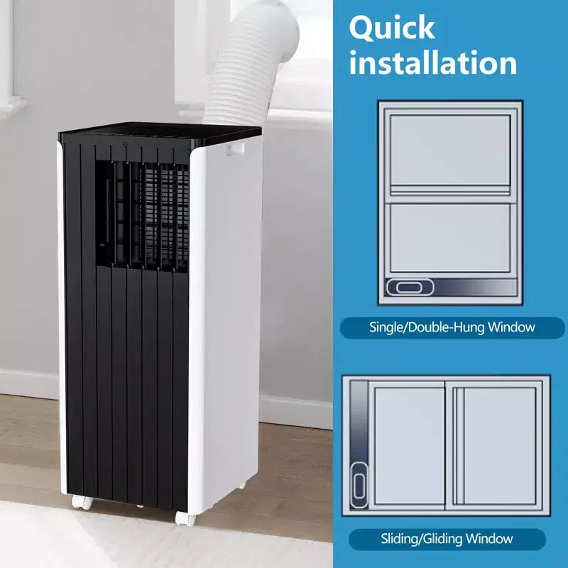Climatiseur portable 8 000 BTU avec déshumidificateur et ventilateur intégrés – Refroidit jusqu'à 32,5 m² – Minuteur, mode veille, télécommande et kit fenêtre inclus