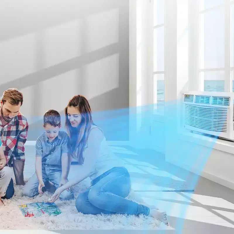Climatiseur de fenêtre contrôlable par application et télécommande : unité de 10 000 BTU pour fenêtres, refroidit des pièces jusqu'à 42 m². Idéal avec les modes veille et minuterie programmable.
