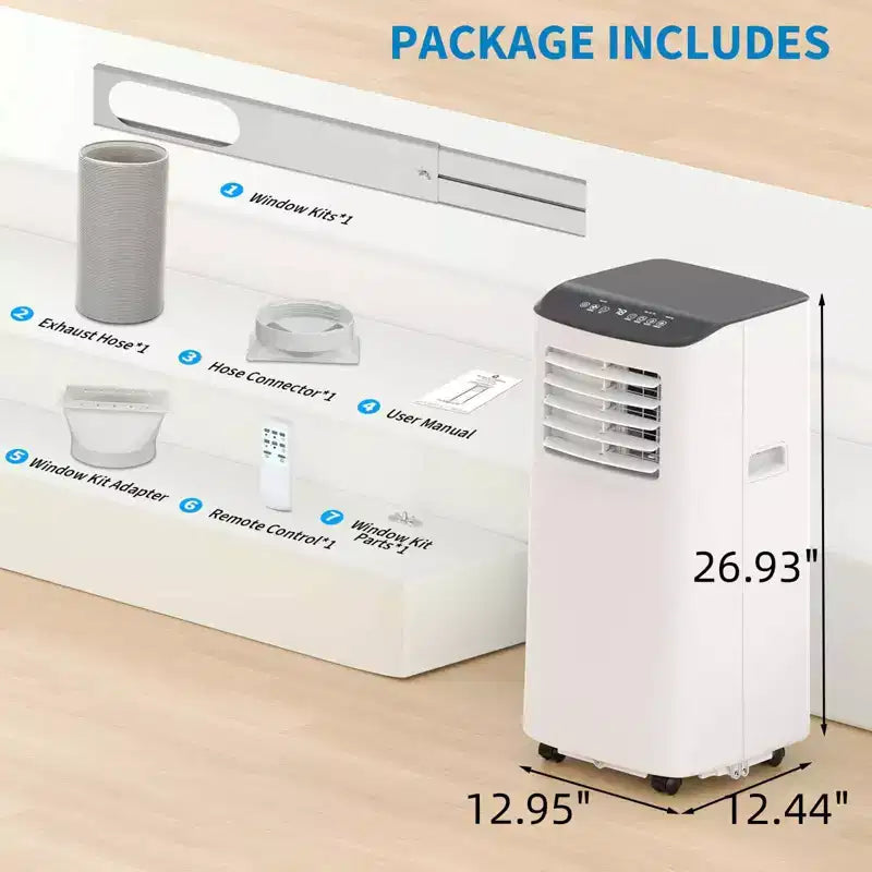 Climatiseur portatif de 8 000 BTU pour pièces jusqu'à 32,5 m², unité de climatisation 3-en-1 avec ventilateur, déshumidificateur, télécommande et mode veille