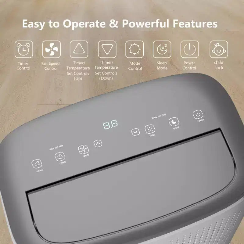 14000 BTU Portable Air Conditioner - Cooling, Dehumidifier & Fan for 700 Sq Ft with Remote & Auto Swing, One-year warranty