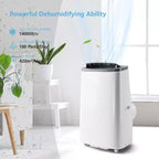 14000 BTU Portable Air Conditioner - Cooling, Dehumidifier & Fan for 700 Sq Ft with Remote & Auto Swing, One-year warranty
