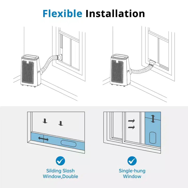 14000 BTU Portable Air Conditioner - Cooling, Dehumidifier & Fan for 700 Sq Ft with Remote & Auto Swing, One-year warranty