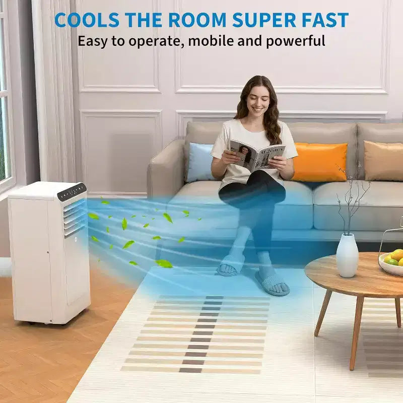 Climatiseur portable 3-en-1 GustoWave 8 000 BTU – Refroidit jusqu'à 42 m², silencieux <42 dB avec minuterie 24h et télécommande, sur pied