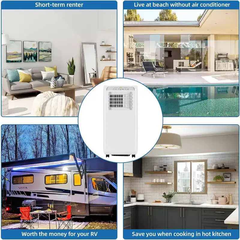 Climatiseur portable 3-en-1 GustoWave 8000 BTU pour pièces jusqu'à 32,5 m² avec refroidissement rapide, déshumidificateur