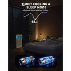 10,000 BTU 3-in-1 Portable Air Conditioner - Cools Up to 450 Sq.Ft, Drainage-free Cooling, Quiet Sleep Mode, Black&Grey Cover