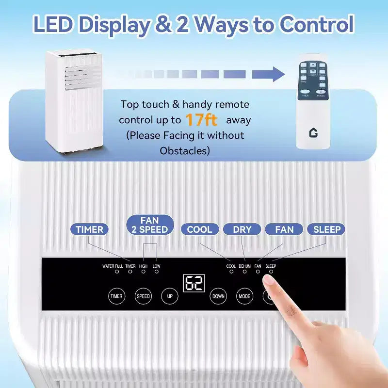 10,000 BTU 3-in-1 Portable Air Conditioner - Cools Up to 560 Sq.Ft, LED Display, Remote Control & Window Venting Kit Included