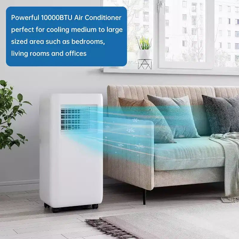 GustoWave 10000 BTU Portable Air Conditioner for Room up to 450 Sq. Ft. with 24H Timer, Sleep Mode