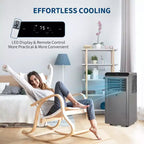 GustoWave 8,000 BTU 4-in-1 Portable Air Conditioner - Cools Up to 350 Sq.Ft, Quiet Operation, Remote Control, 24H Timer, LED Display