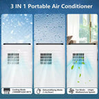 GustoWave 10000 BTU Portable Air Conditioner for Room up to 450 Sq. Ft. with 24H Timer, Sleep Mode, Black Top