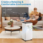 GustoWave 10000 BTU Portable Air Conditioner for Room up to 450 Sq. Ft. with 24H Timer, Sleep Mode, Black Top